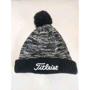 Titleist Beanie Hat Men's OSFA Black Golf Performance Pom Pom Knit Winter